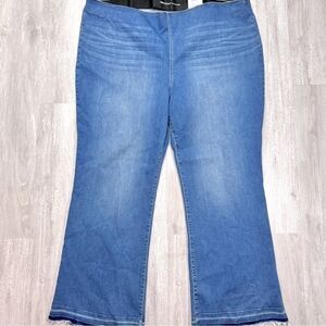 INC Women's 28W Plus Size NWT High Rise Pull On Elastic Waist Flared Jeans 28W